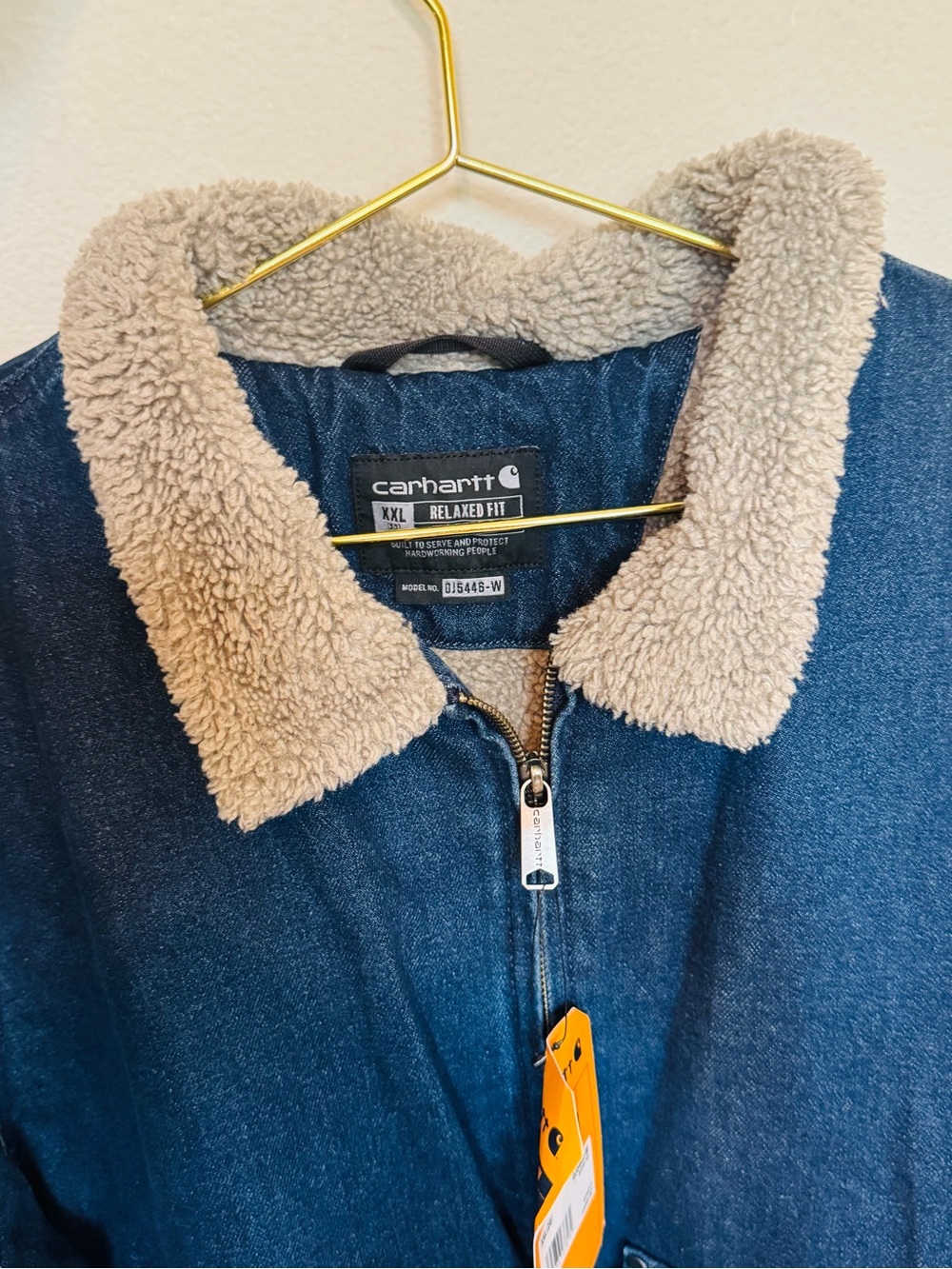 Woman’s Carhartt Blue Denim Sherpa Collar Work Jacket - Picture 7 of 9